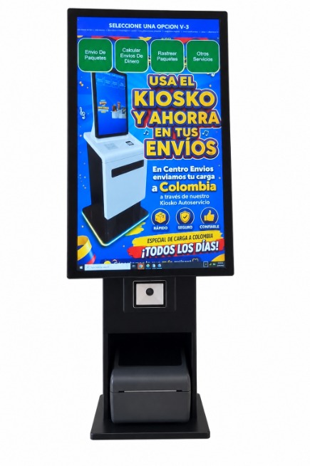 The kiosk running real self-service shipping software